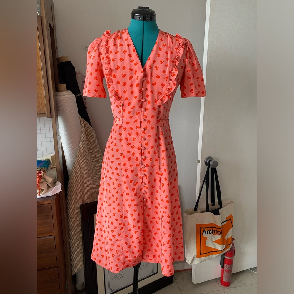 Handmade 1940s style silk dress